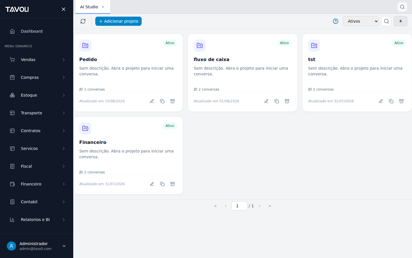 AI Studio - Tela principal
